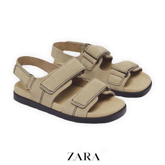 ZARA Kids | Brown | QUILTED LEATHER SANDALS - Picture 1 of 5